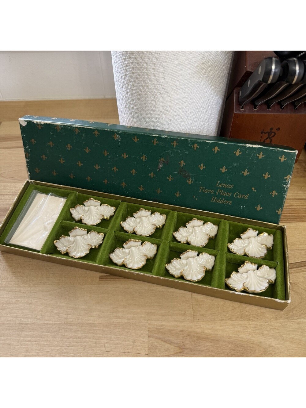 Rare Vintage Lenox Tiara Fine China Place Card Holders Set of 8 W/ Box
